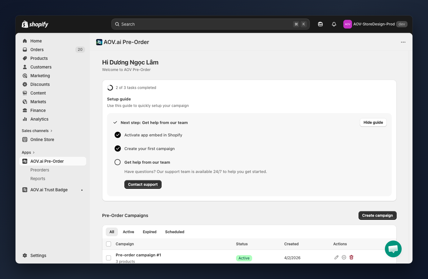 AOV.ai Pre-Order Dashboard