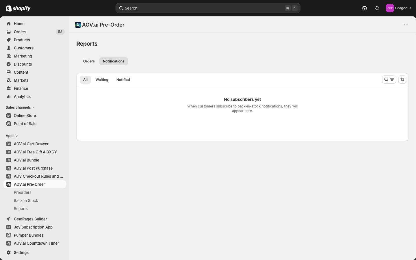 Back in Stock subscribers (Notifications) report with Waiting and Notified tabs